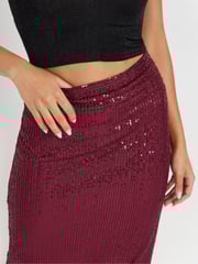 PixieGirl Petite Red Sequin Maxi Skirt - Image 4 of 5