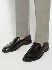 Dune London Black Surrey Suede Penny Loafers - Image 1 of 6
