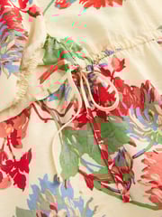 Ecru/Cream & Red Floral Volume Sleeve Tie Mini Dress - Image 6 of 7