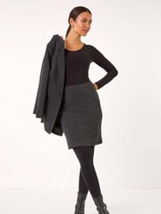 Roman Grey Smart Textured Stretch Skirt - Image 2 of 5