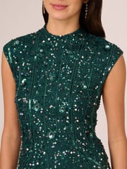 Adrianna Papell Green Bead Cocktail Dress - Image 4 of 7