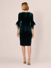 Adrianna Papell Velvet Bell Sleeve Short Dress - Image 2 of 7