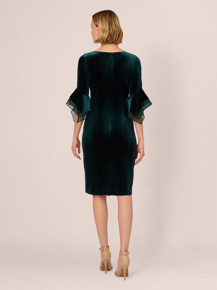 Adrianna Papell Velvet Bell Sleeve Short Dress - Image 2 of 7
