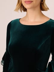 Adrianna Papell Velvet Bell Sleeve Short Dress - Image 4 of 7