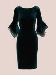 Adrianna Papell Velvet Bell Sleeve Short Dress - Image 6 of 7