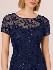 Adrianna Papell Bead Long Dress With Godets - Image 4 of 7