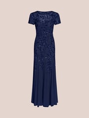 Adrianna Papell Bead Long Dress With Godets - Image 6 of 7