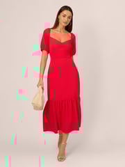 Adrianna Papell Puff Sleeve Midi Dress - Image 3 of 7