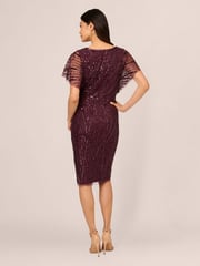 Adrianna Papell Purple Beaded Dolman Sleeve Dress - Image 2 of 6