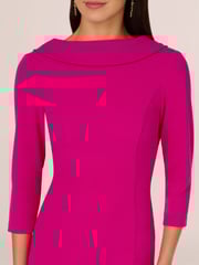 Adrianna Papell Rolled Neck Crepe Midi Dress - Image 4 of 7