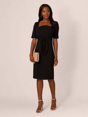 Adrianna Papell Crepe Tie Front Midi Dress - Image 3 of 7
