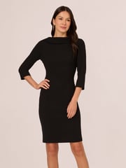 Adrianna Papell Rolled Neck Crepe Midi Dress - Image 1 of 7