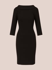 Adrianna Papell Rolled Neck Crepe Midi Dress - Image 6 of 7