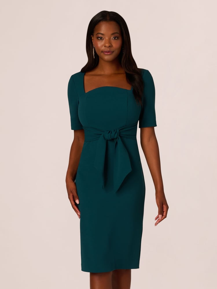 Adrianna Papell Crepe Tie Front Midi Dress - Image 1 of 7