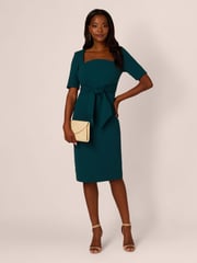 Adrianna Papell Crepe Tie Front Midi Dress - Image 3 of 7