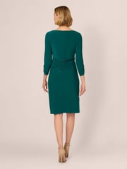 Adrianna Papell Green Boat Neck Sheath Short Dress - Image 2 of 7
