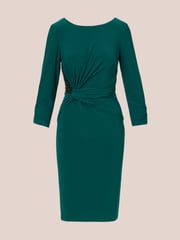 Adrianna Papell Green Boat Neck Sheath Short Dress - Image 6 of 7