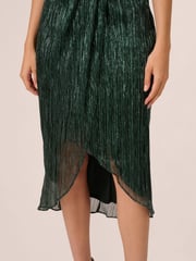 Adrianna Papell Green Halter Crinkle Metallic Dress - Image 5 of 7
