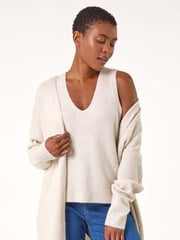 Roman Natural Sequin Embellished Knit Vest - Image 1 of 5