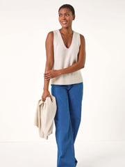 Roman Natural Sequin Embellished Knit Vest - Image 2 of 5