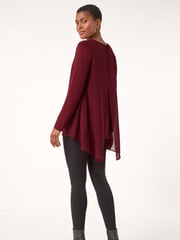 Roman Red Ring Front Chiffon Overlay Tunic Top - Image 3 of 5