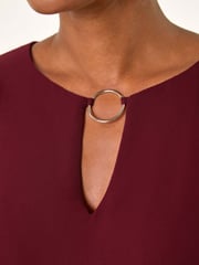 Roman Red Ring Front Chiffon Overlay Tunic Top - Image 5 of 5