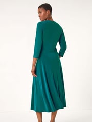 Roman Blue Stretch Cross-Over Midi Dress - Image 2 of 5
