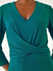 Roman Blue Stretch Cross-Over Midi Dress - Image 5 of 5