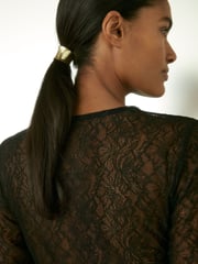 Reiss Black Bernice Lace Double-Layer Bodysuit - Image 3 of 6