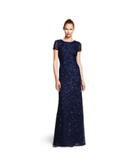 Adrianna Papell Blue Scoop Back Long Dress - Image 1 of 3