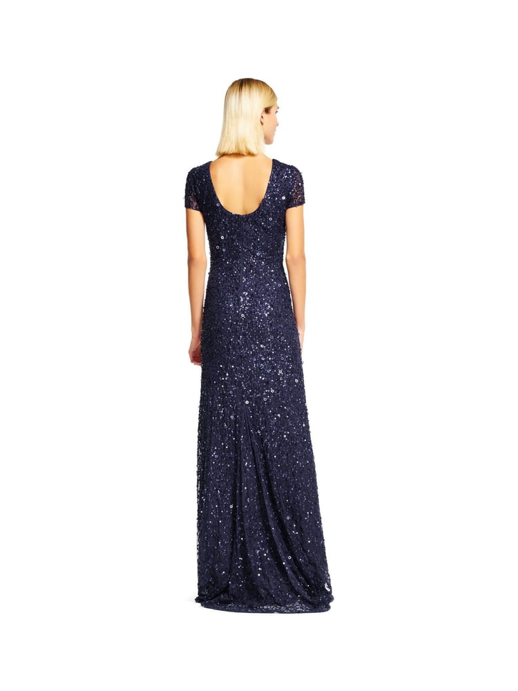 Adrianna Papell Blue Scoop Back Long Dress - Image 2 of 3