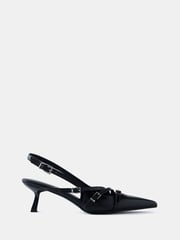 Mint Velvet Black Leather Slingback Shoes - Image 1 of 2
