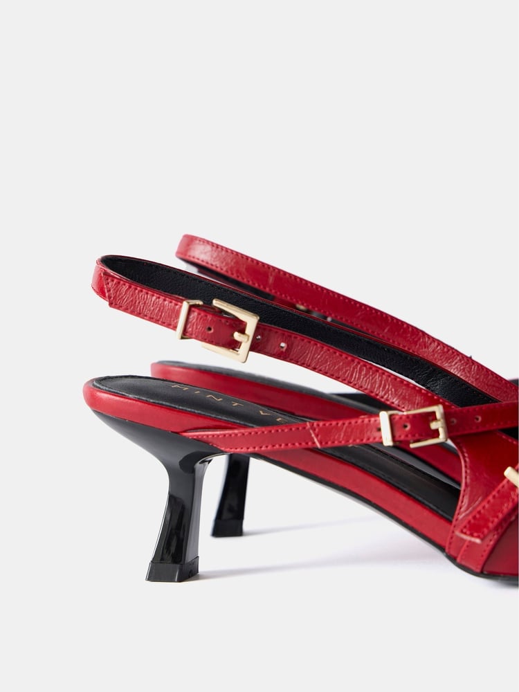 Mint Velvet Red Leather Slingback Shoes - Image 2 of 2 Mint Velvet Red Leather Slingback Shoes - Image 2 of 2