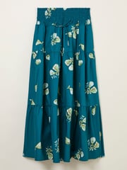 FatFace Ricky Teal Blue Figs Midi Skirt - Image 6 of 6