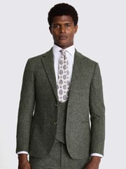 MOSS Khaki Green Slim Fit Tweed Jacket - Image 1 of 6