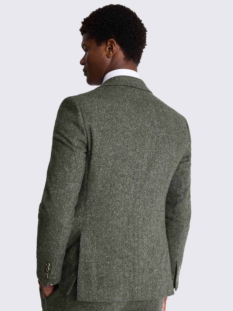 MOSS Khaki Green Slim Fit Tweed Jacket - Image 6 of 6