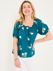 FatFace Ronnie Teal Blue Figs Blouse - Image 1 of 6