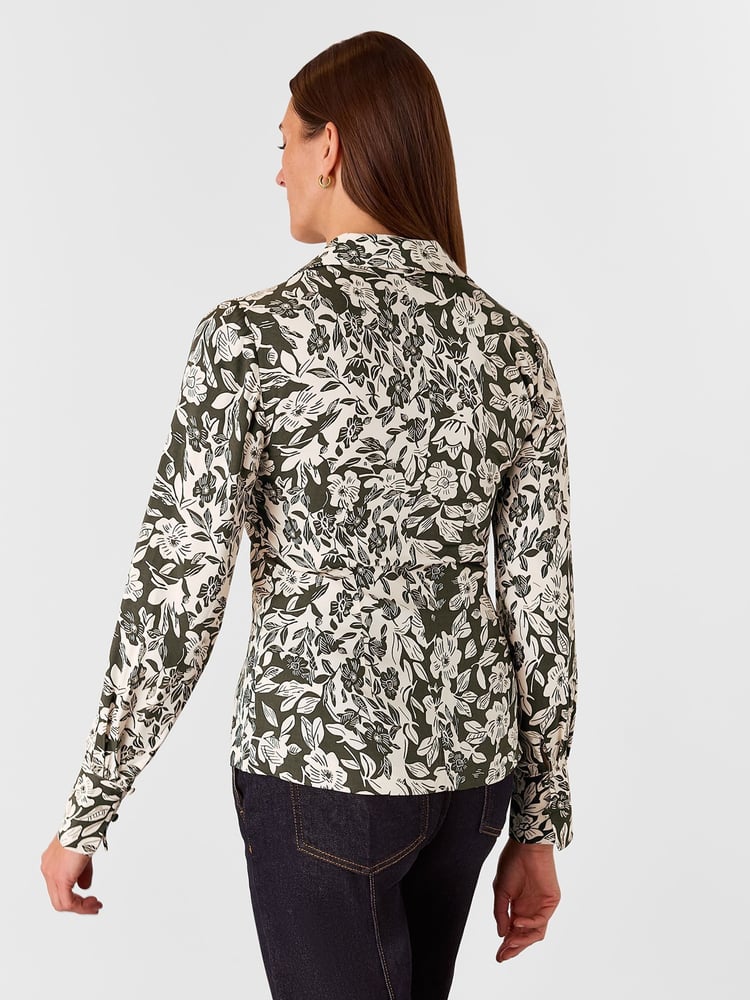 Whistles Green Cut Stems V-Neck Blouse - Image 2 of 5