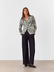 Whistles Green Cut Stems V-Neck Blouse - Image 3 of 5