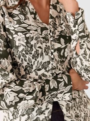 Whistles Green Cut Stems V-Neck Blouse - Image 4 of 5