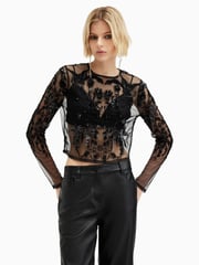 AllSaints Black Greta Embroidery Top - Image 5 of 8