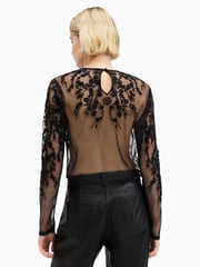 AllSaints Black Greta Embroidery Top - Image 7 of 8