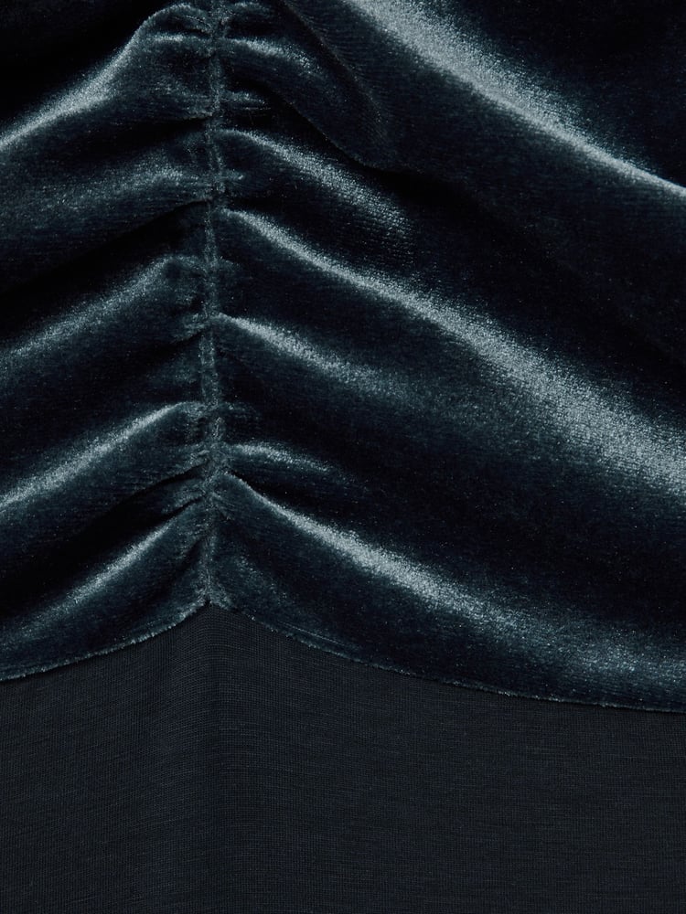 Reiss Slate Blue Etta Velvet Ruched Keyhole Bodysuit - Image 6 of 6