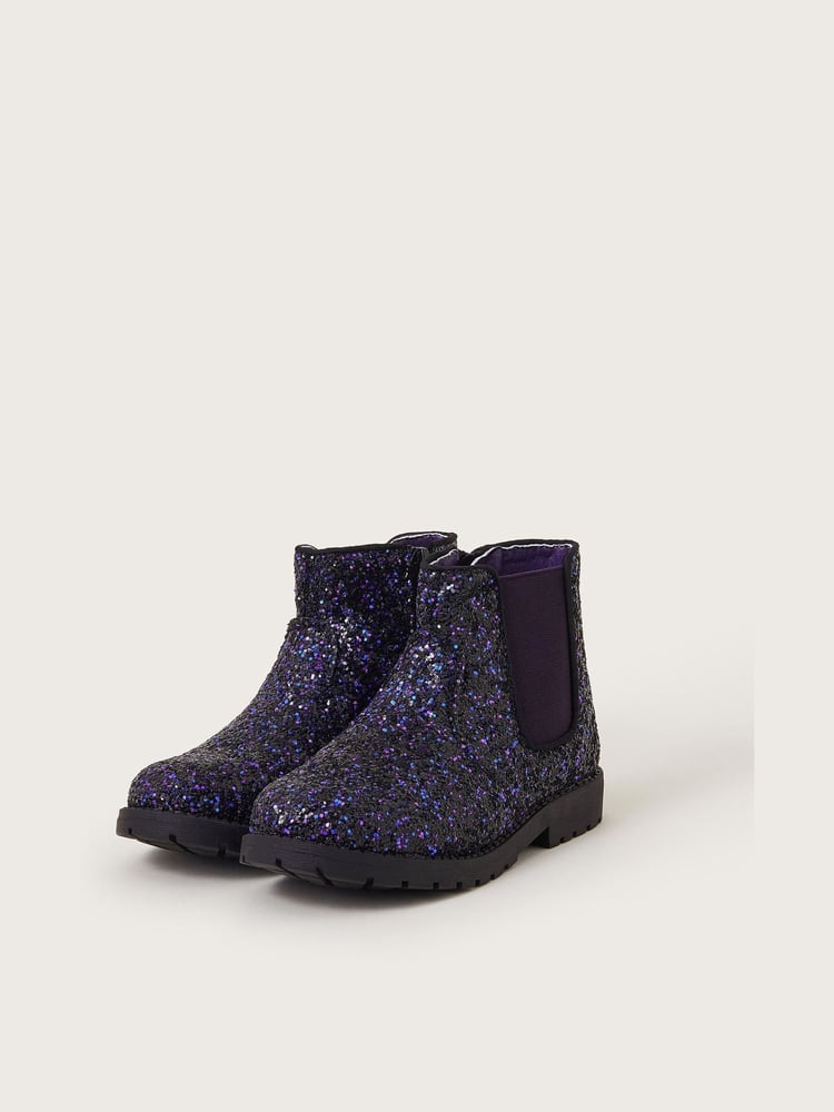 Monsoon Purple Glitter Chelsea Boots - Image 1 of 3