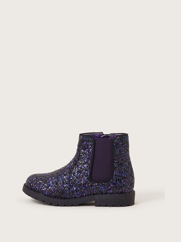 Monsoon Purple Glitter Chelsea Boots - Image 2 of 3