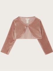 Monsoon Pink Baby Velvet Niamh Cardigan - Image 1 of 3