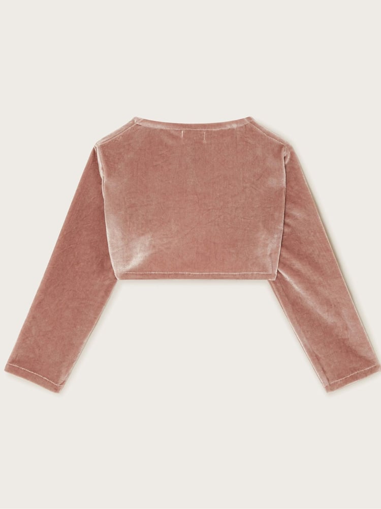 Monsoon Pink Baby Velvet Niamh Cardigan - Image 2 of 3