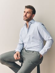 Neutral Brown Slim Fit Signature Premium Textured Shirt - Image 5 of 8