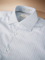 Neutral Brown Slim Fit Signature Premium Textured Shirt - Image 7 of 8