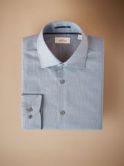 Blue Houndstooth Slim Fit Signature Premium Textured Shirt - Image 1 of 3
